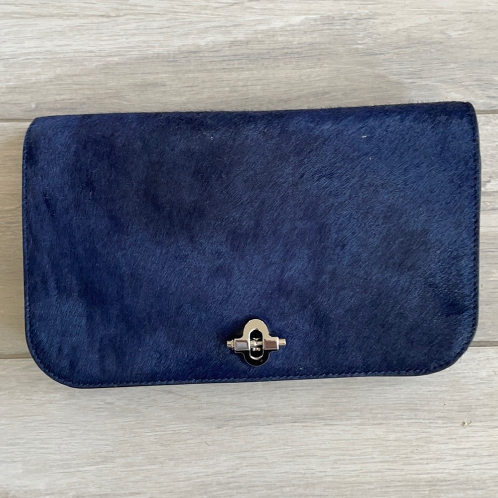 Brand New Banana Republic Navy Clutch with Shoulder Strap